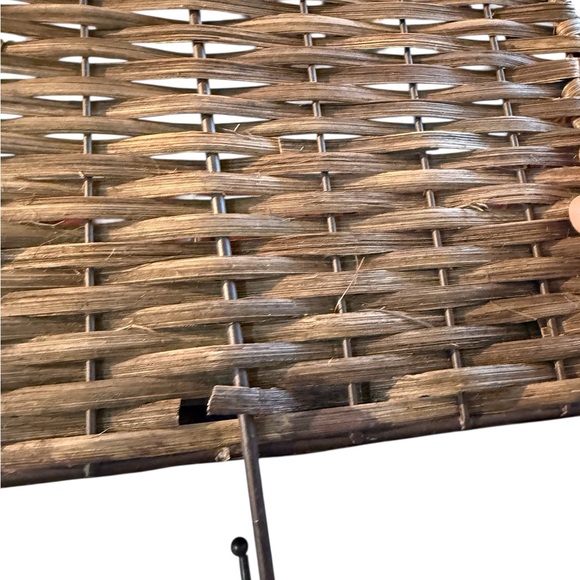 Wicker Wall Basket with Red Metal Accent and Hooks - Picture 7 of 7